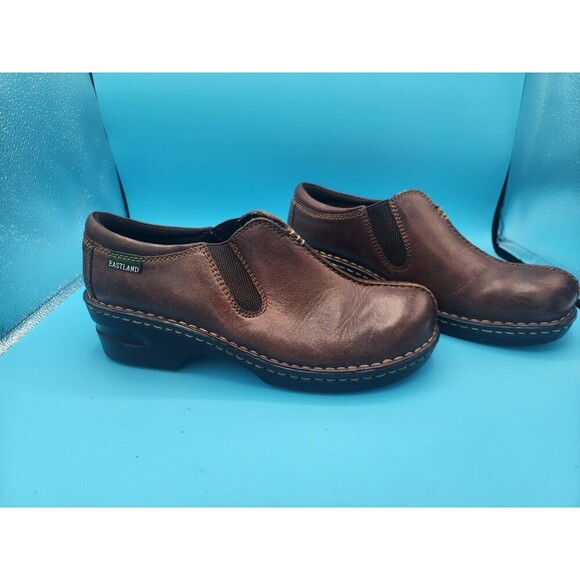 Eastland Womens 10W Sequoia Brown Leather Slip On Loafer Comfort Clogs 3172 - Picture 1 of 7
